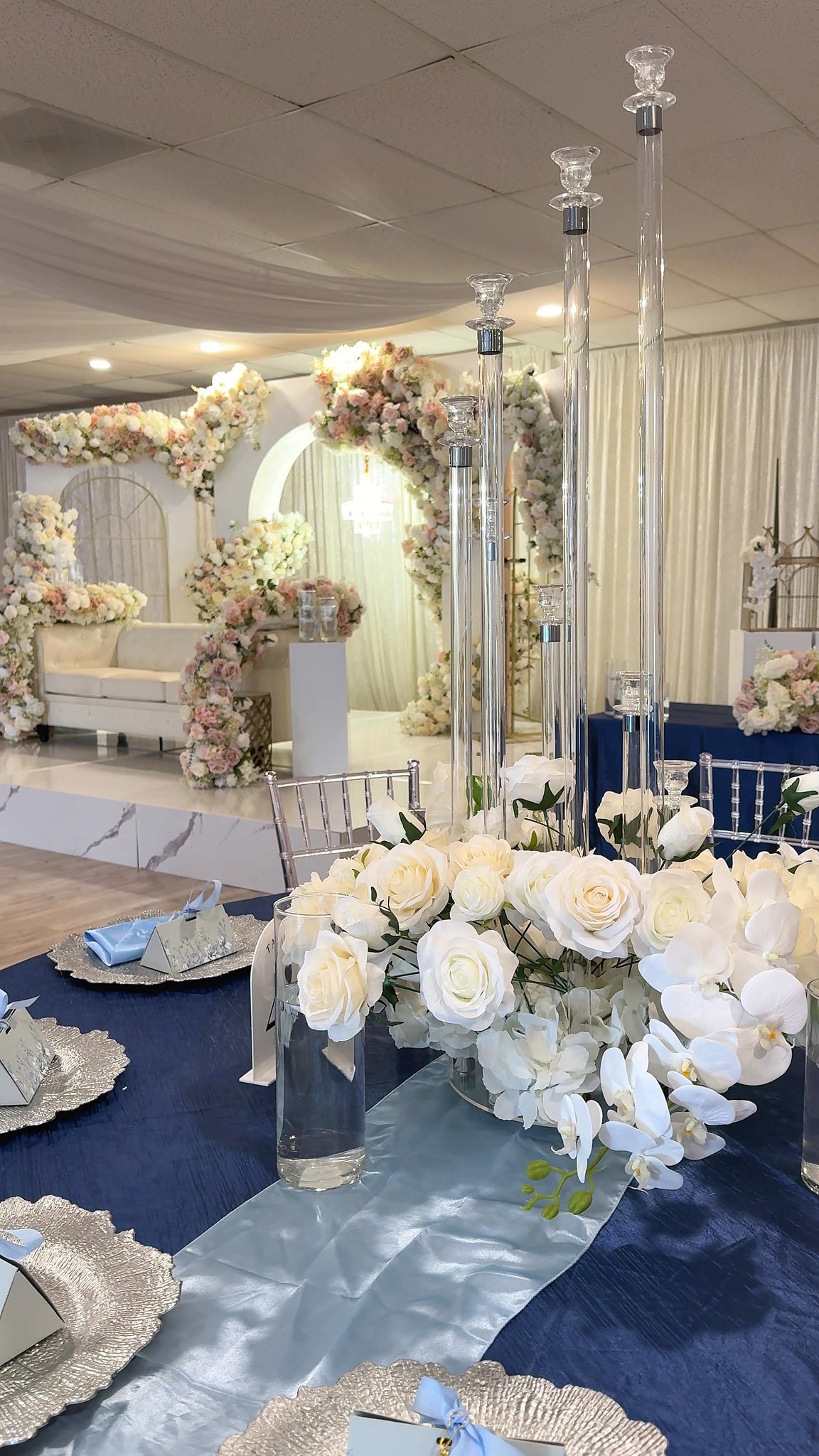 Elegant reception setup at 5959 West luxury Orlando wedding venue